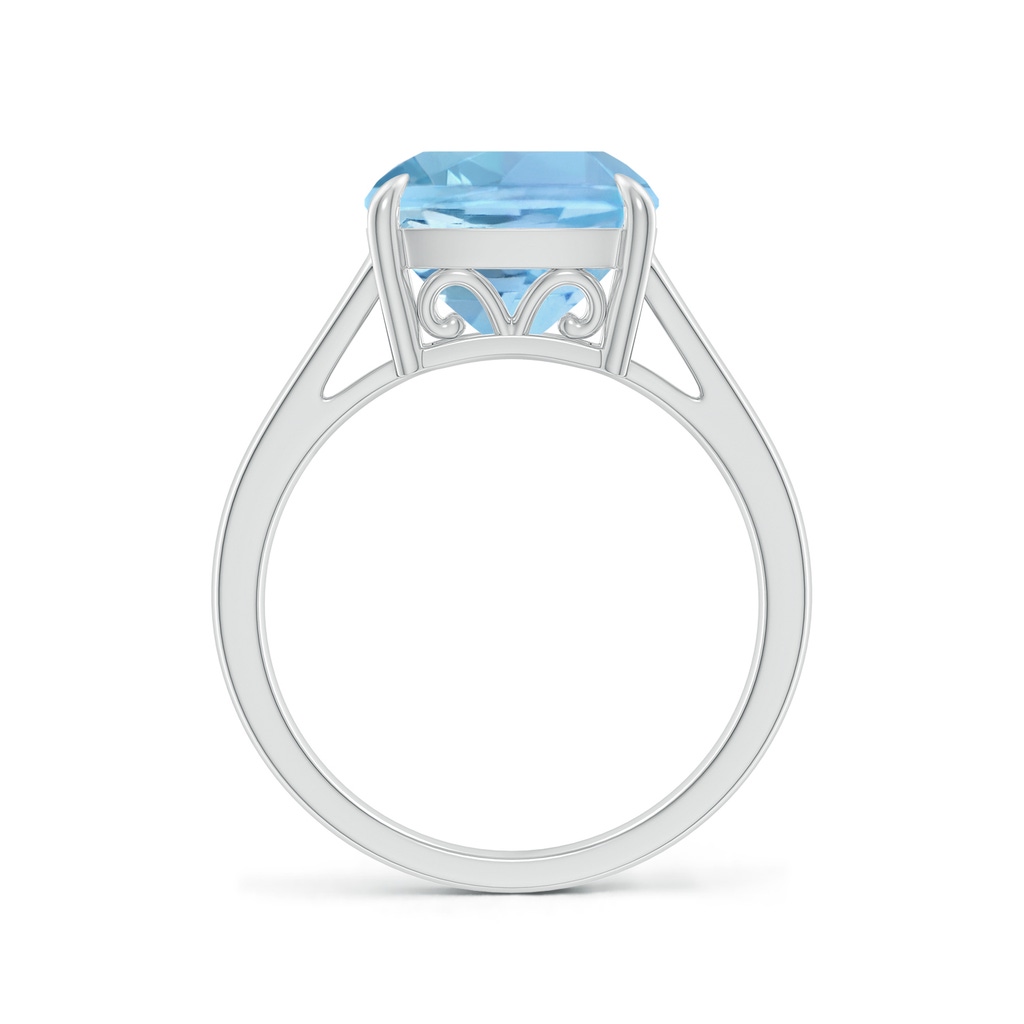 10mm AAAA Classic Solitaire Cushion Aquamarine Cocktail Ring in P950 Platinum - side_1