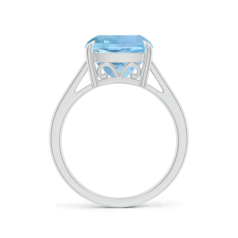 10mm AAAA Classic Solitaire Cushion Aquamarine Cocktail Ring in P950 Platinum side-1
