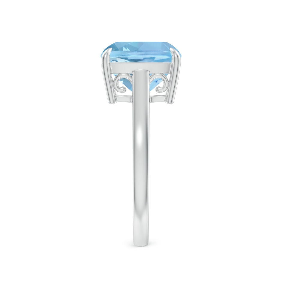 10mm AAAA Classic Solitaire Cushion Aquamarine Cocktail Ring in White Gold side-2