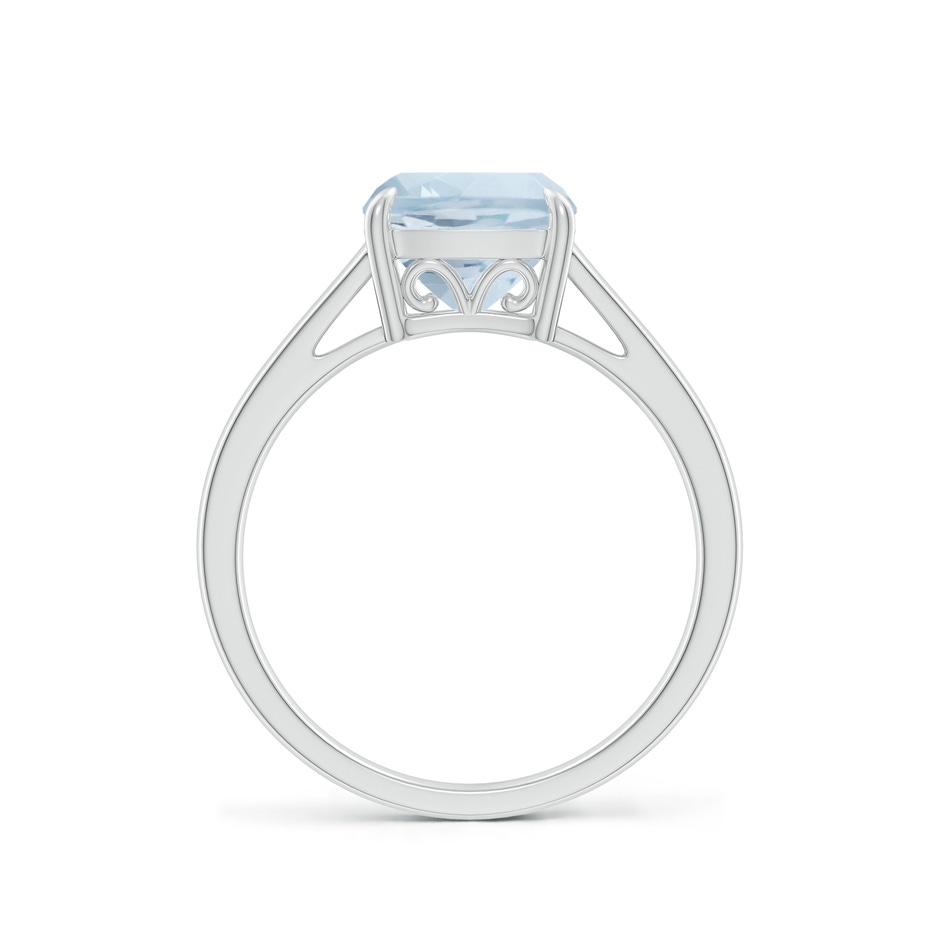 8mm A Classic Solitaire Cushion Aquamarine Cocktail Ring in White Gold side-1