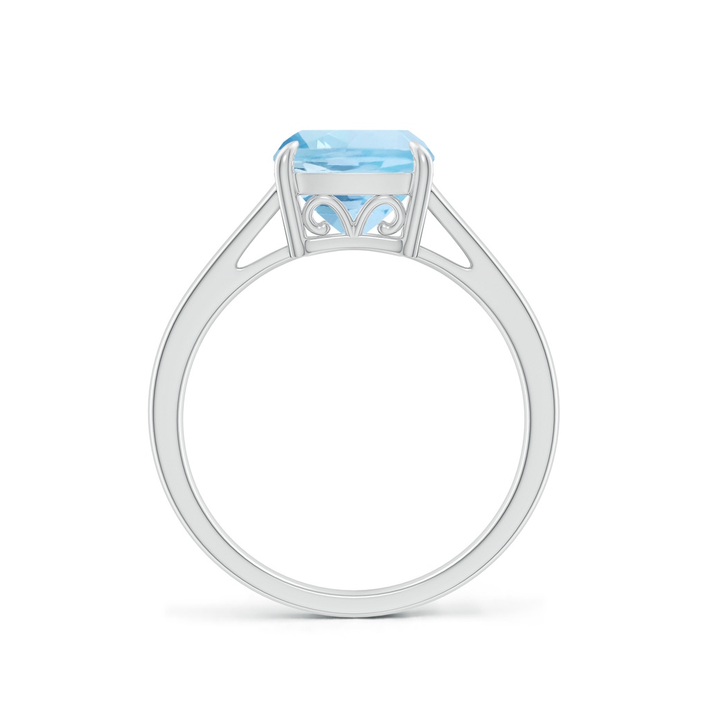 8mm AAA Classic Solitaire Cushion Aquamarine Cocktail Ring in 10K White Gold Side-1