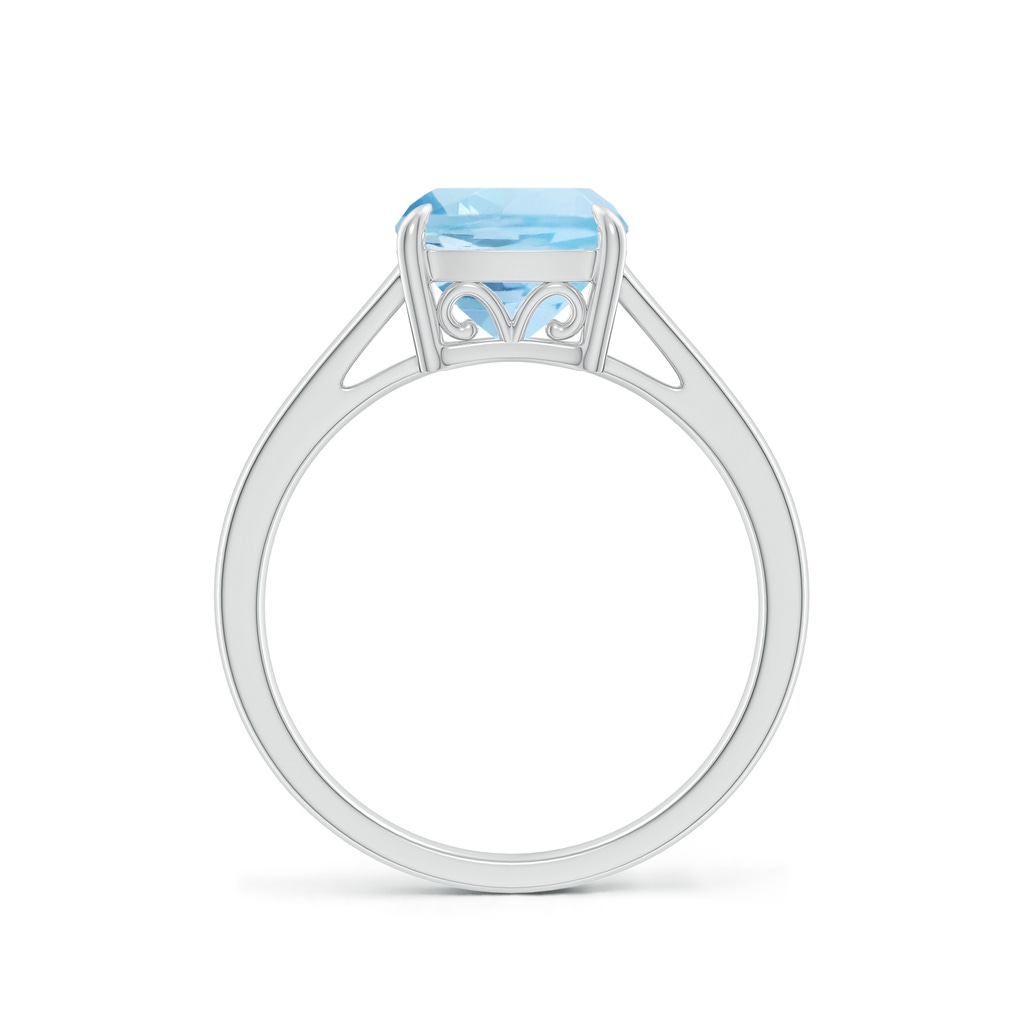 8mm AAA Classic Solitaire Cushion Aquamarine Cocktail Ring in 10K White Gold - side_1