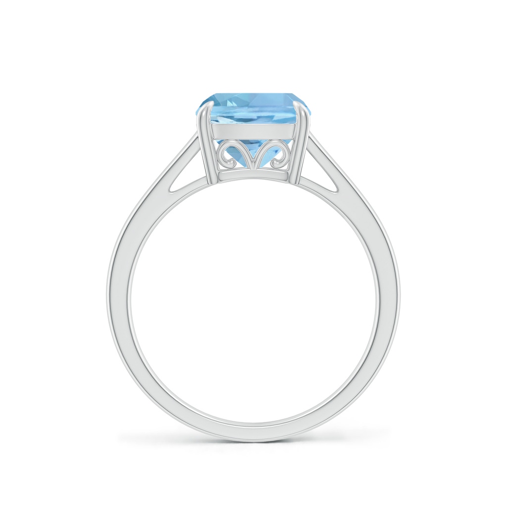 8mm AAAA Classic Solitaire Cushion Aquamarine Cocktail Ring in White Gold - side_1