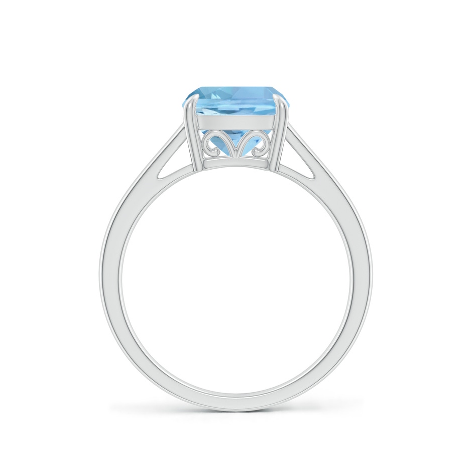 8mm AAAA Classic Solitaire Cushion Aquamarine Cocktail Ring in White Gold side-1