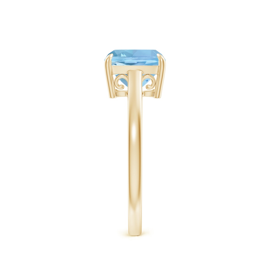 8mm AAAA Classic Solitaire Cushion Aquamarine Cocktail Ring in Yellow Gold side-2