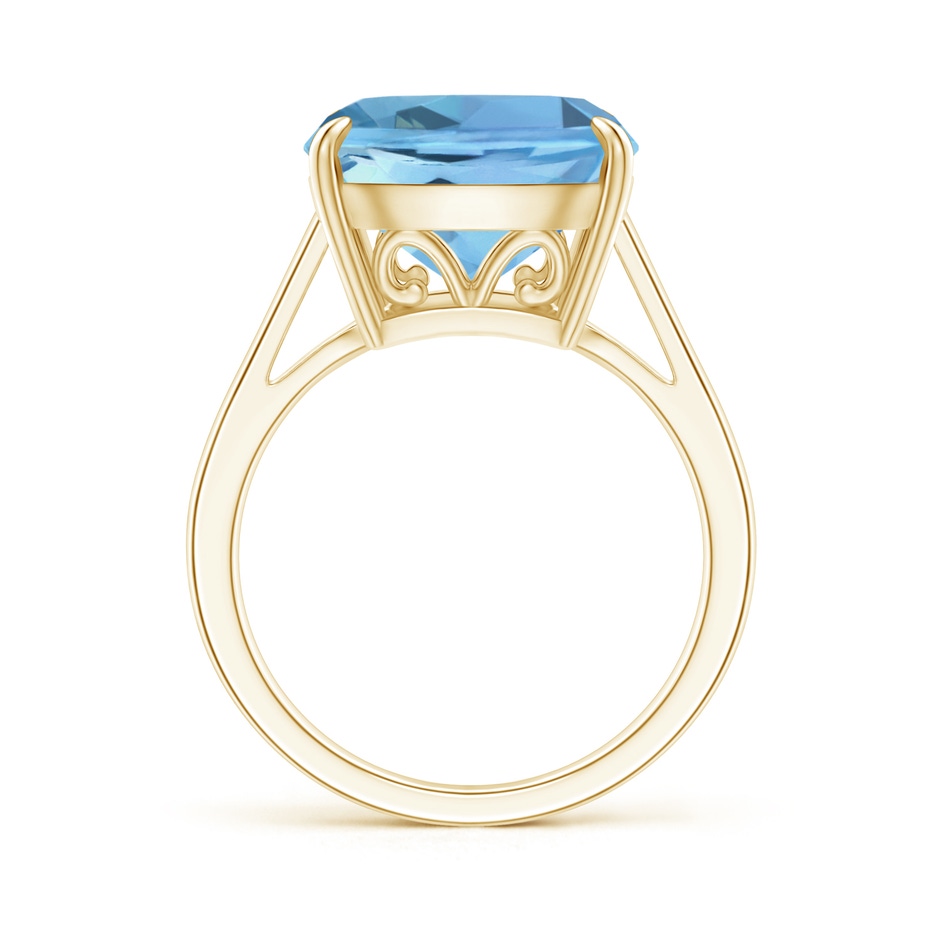 12mm AAAA Classic Cushion Aquamarine Cocktail Ring in 9K Yellow Gold side 199