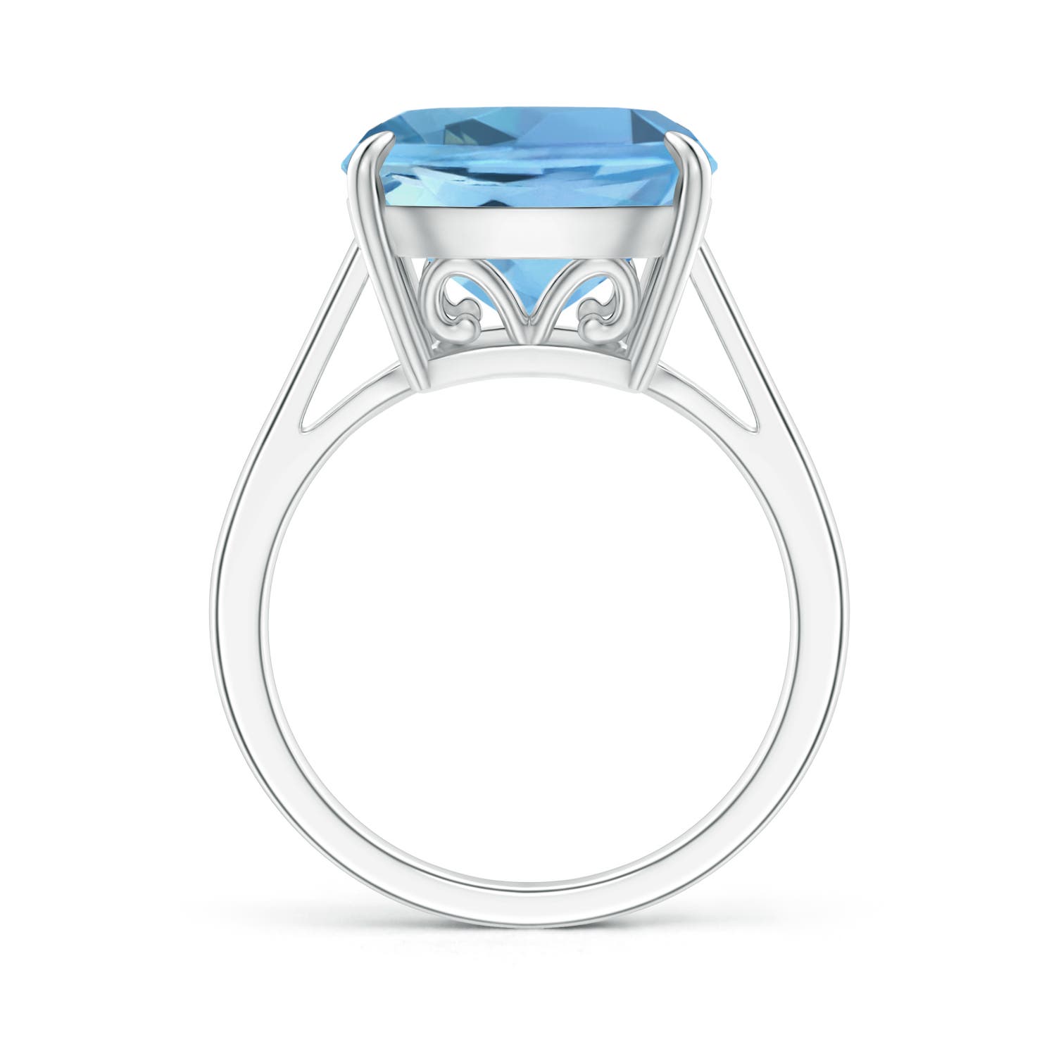 12mm AAAA Classic Cushion Aquamarine Cocktail Ring in P950 Platinum