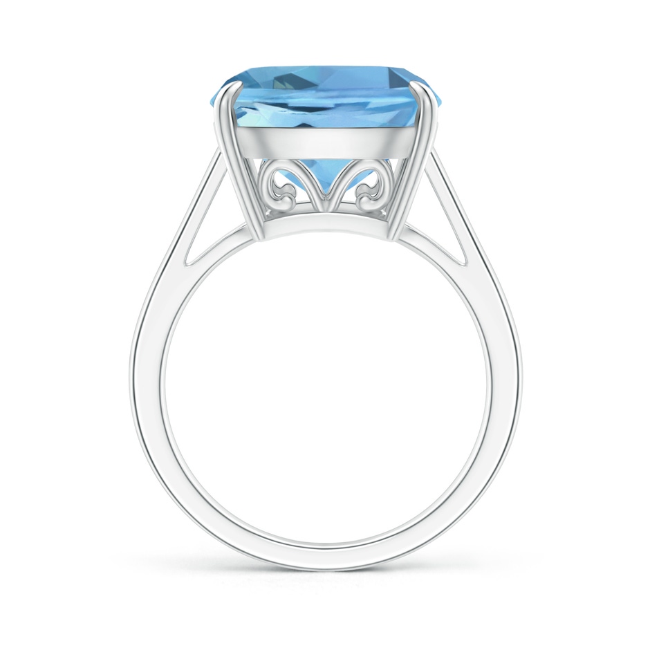 12mm AAAA Classic Cushion Aquamarine Cocktail Ring in P950 Platinum side 199
