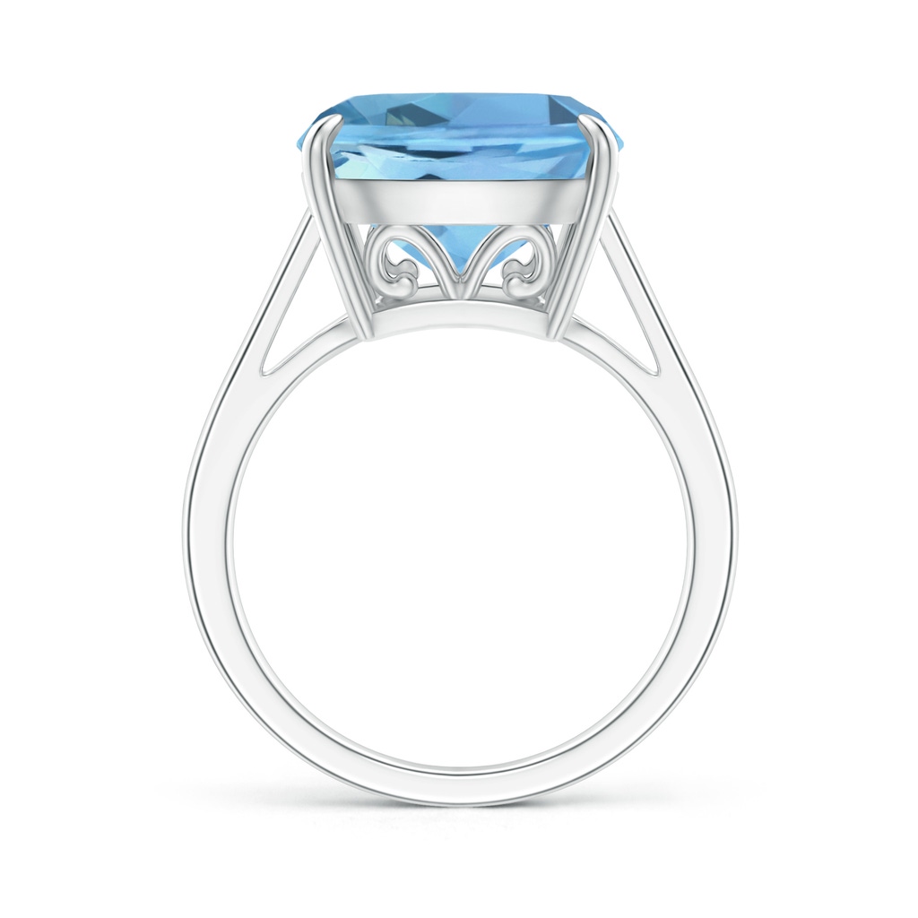 12mm AAAA Classic Cushion Aquamarine Cocktail Ring in White Gold - side 199