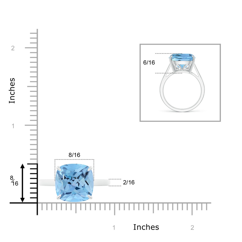 12mm AAAA Classic Cushion Aquamarine Cocktail Ring in White Gold Product Image