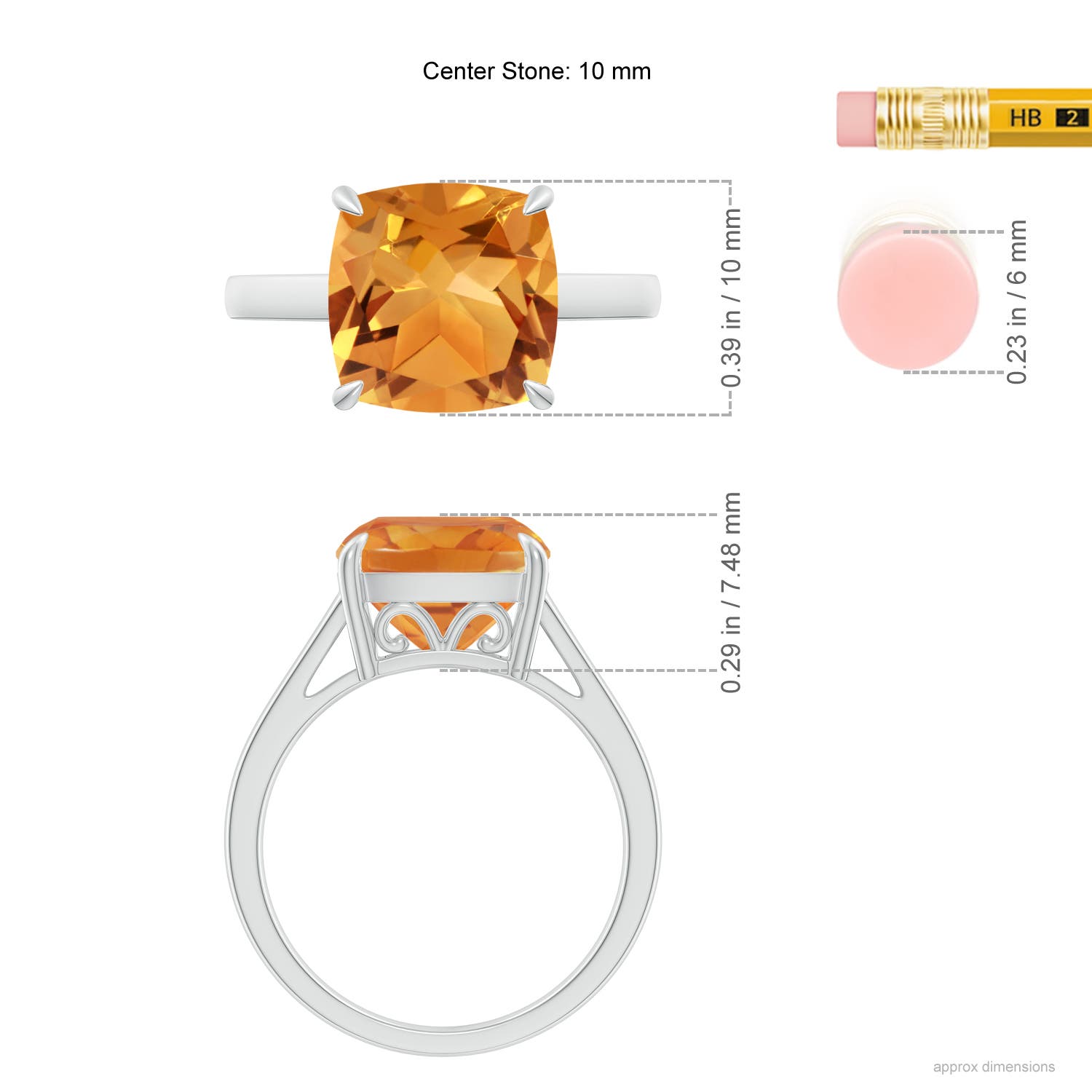 AA - Citrine / 3.45 CT / 14 KT White Gold