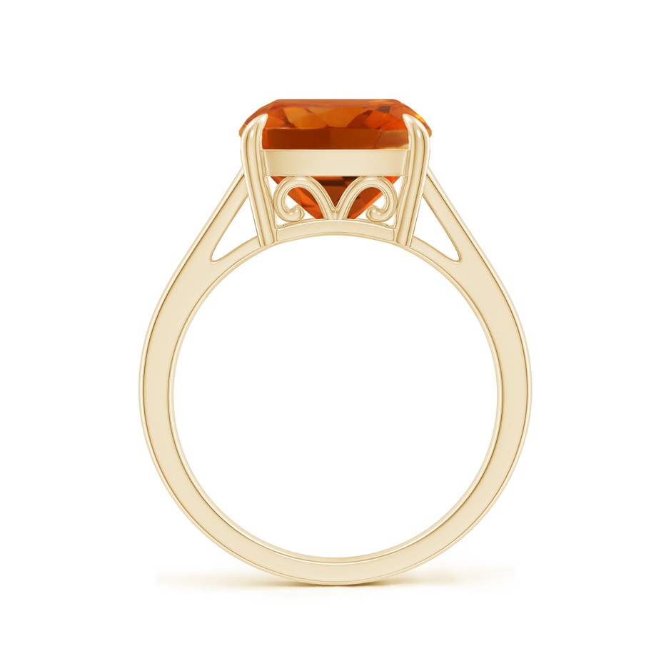 10mm AAAA Classic Solitaire Cushion Citrine Cocktail Ring in Yellow Gold side-1