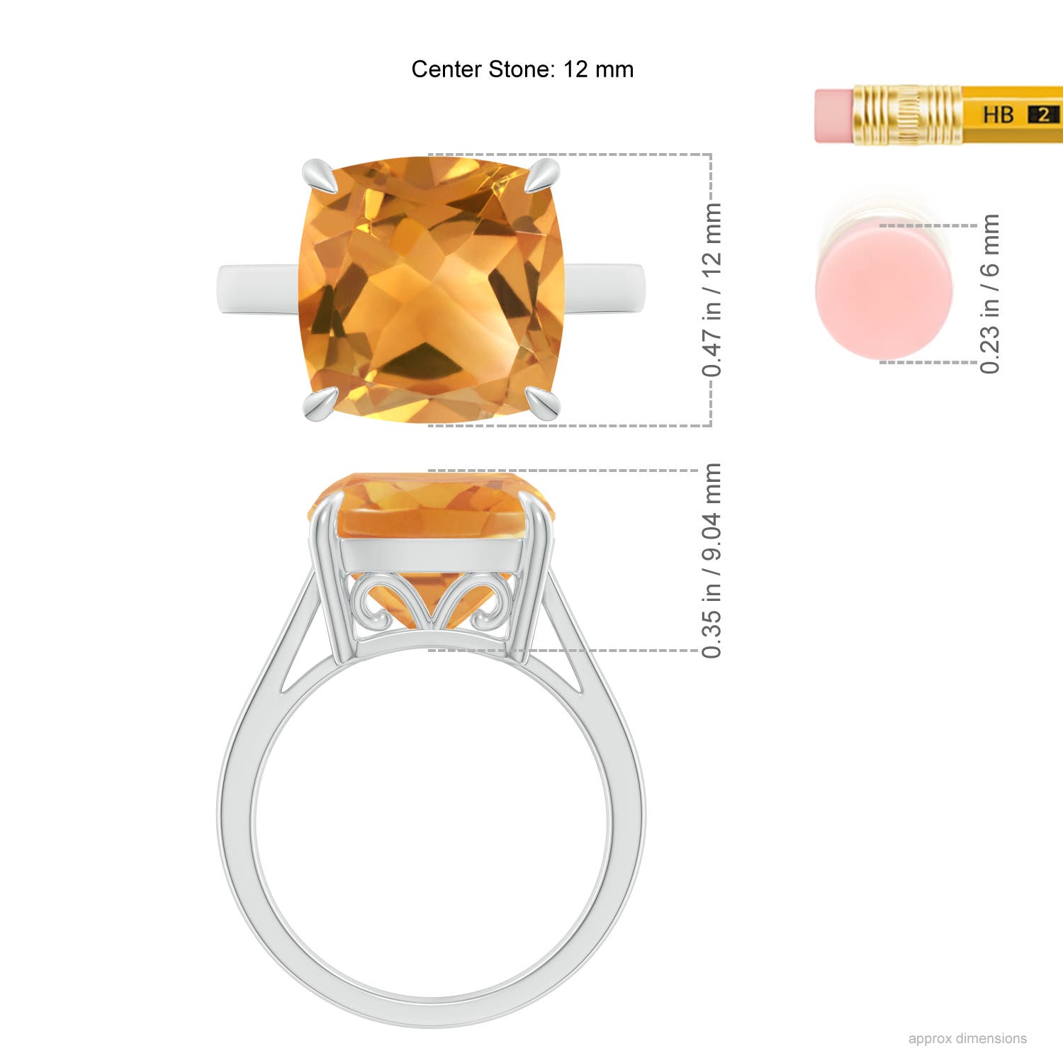 A - Citrine / 6 CT / 14 KT White Gold