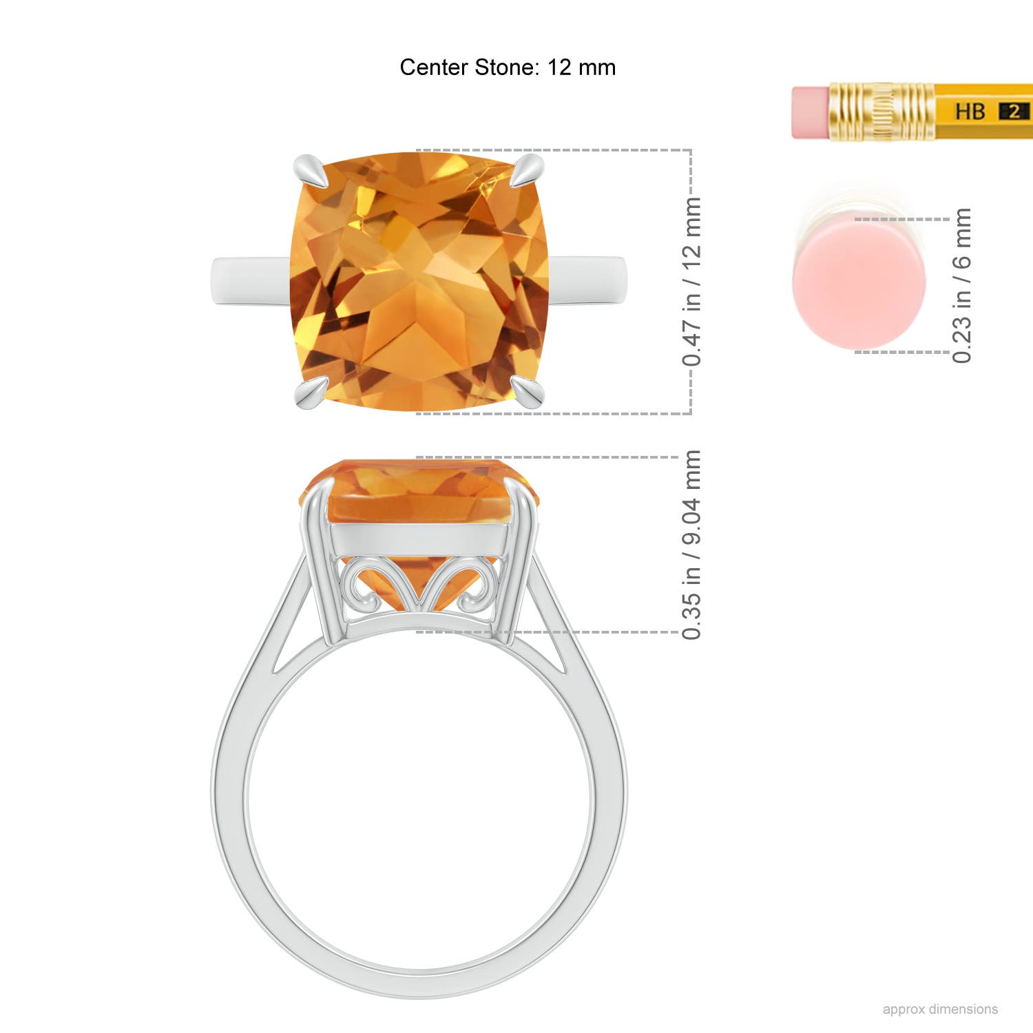 AA - Citrine / 6 CT / 14 KT White Gold