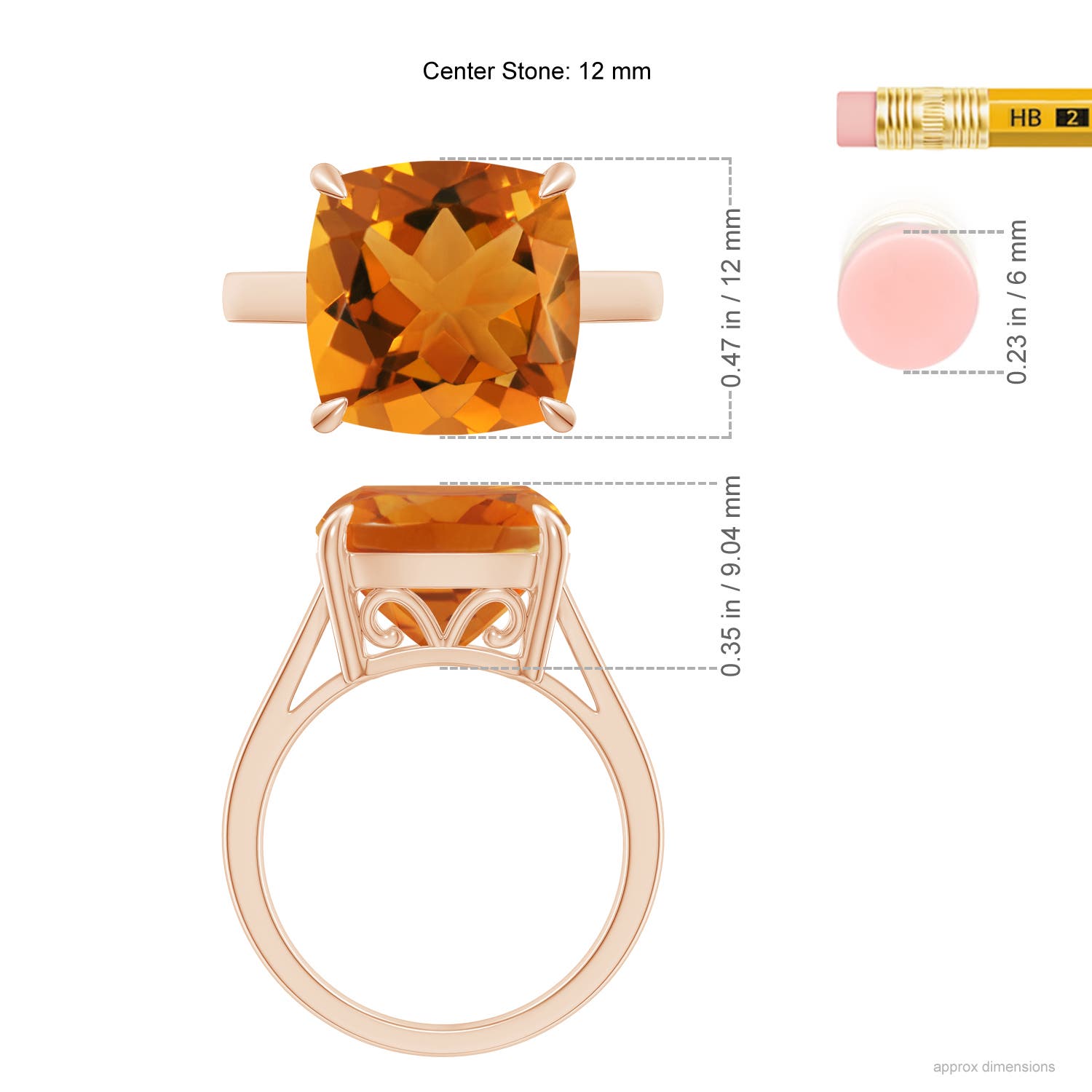 AAA - Citrine / 6 CT / 14 KT Rose Gold