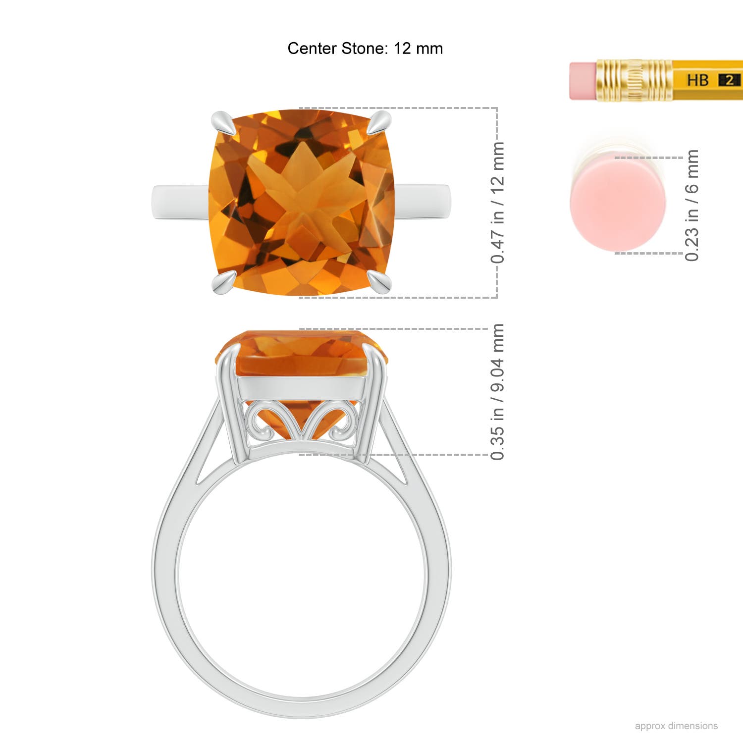 AAA - Citrine / 6 CT / 14 KT White Gold