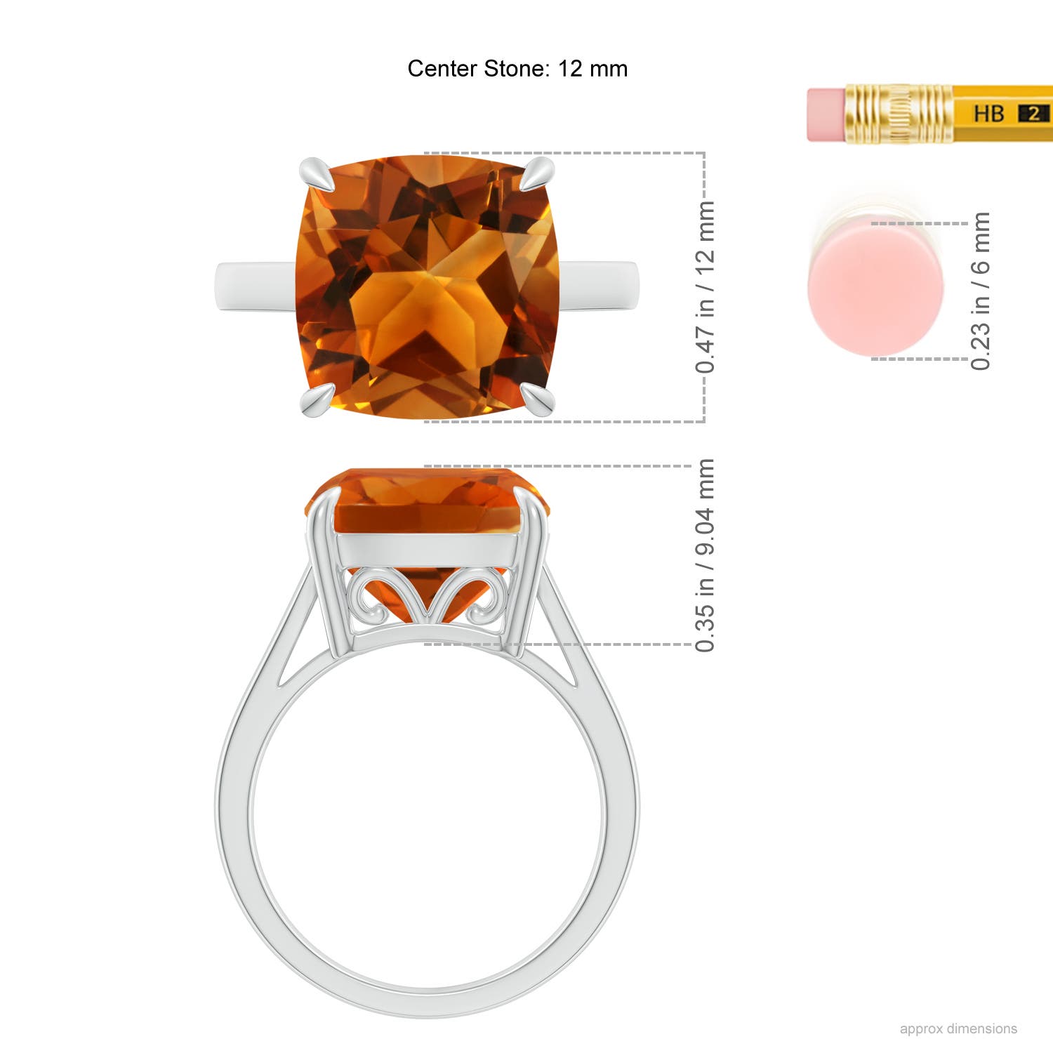 AAAA - Citrine / 6 CT / 14 KT White Gold