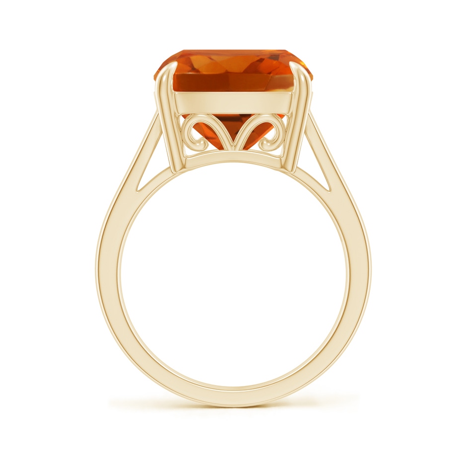 12mm AAAA Classic Solitaire Cushion Citrine Cocktail Ring in Yellow Gold side-1