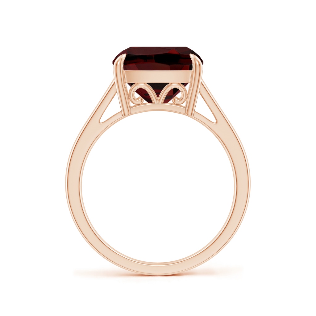 10mm AAA Classic Solitaire Cushion Garnet Cocktail Ring in Rose Gold Side-1