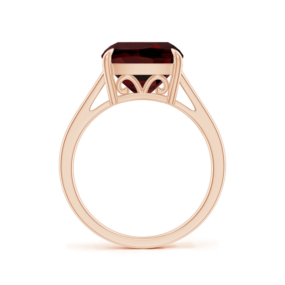 10mm AAA Classic Solitaire Cushion Garnet Cocktail Ring in Rose Gold side-1