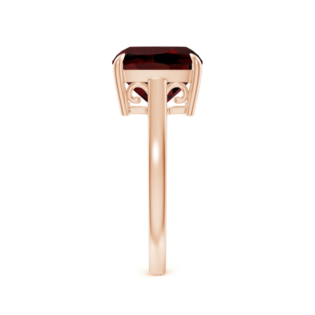 10mm AAA Classic Solitaire Cushion Garnet Cocktail Ring in Rose Gold Side-2