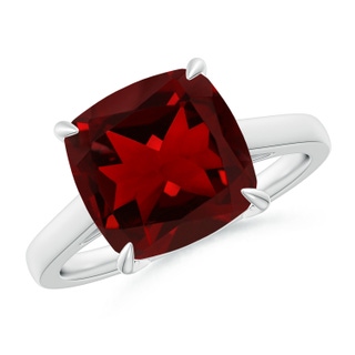 10mm AAAA Classic Solitaire Cushion Garnet Cocktail Ring in 10K White Gold