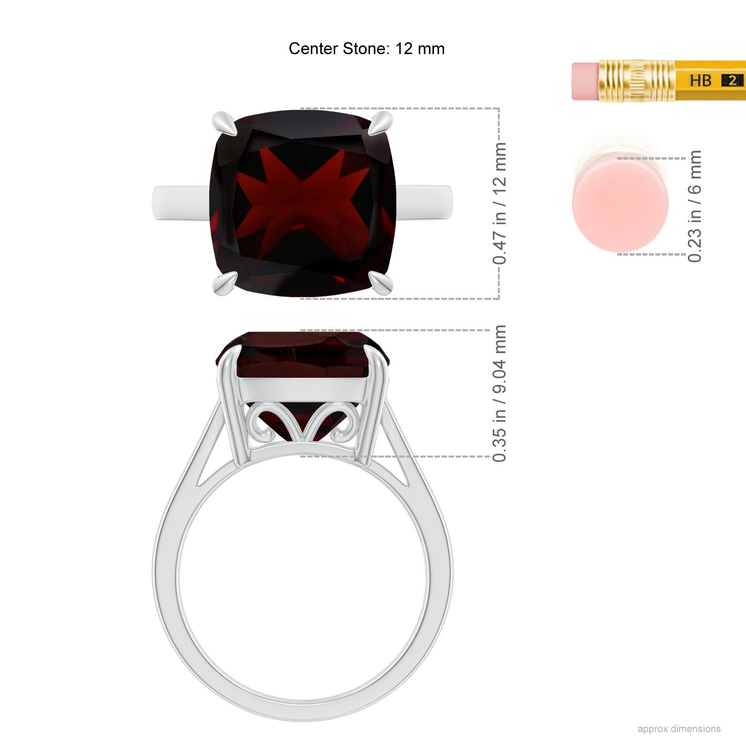 A - Garnet / 8 CT / 14 KT White Gold