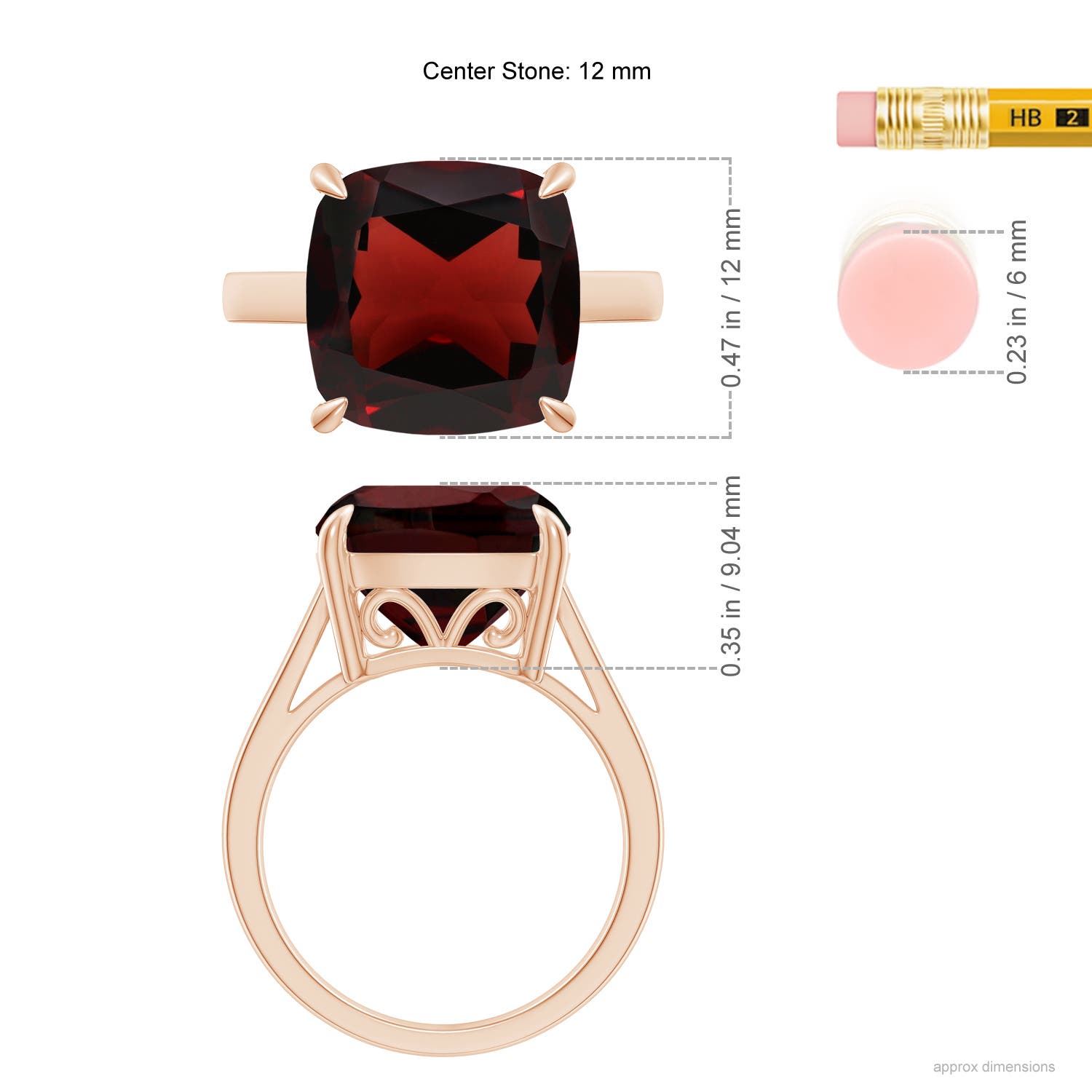 AA - Garnet / 8 CT / 14 KT Rose Gold