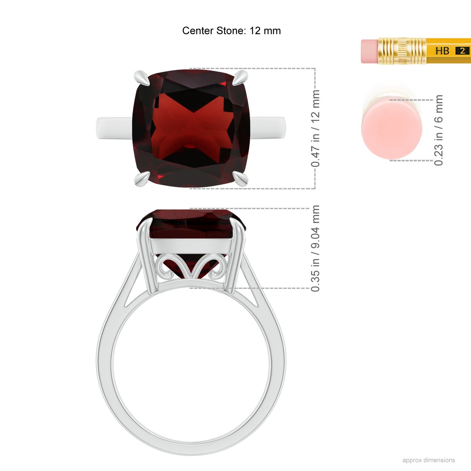 AA - Garnet / 8 CT / 14 KT White Gold