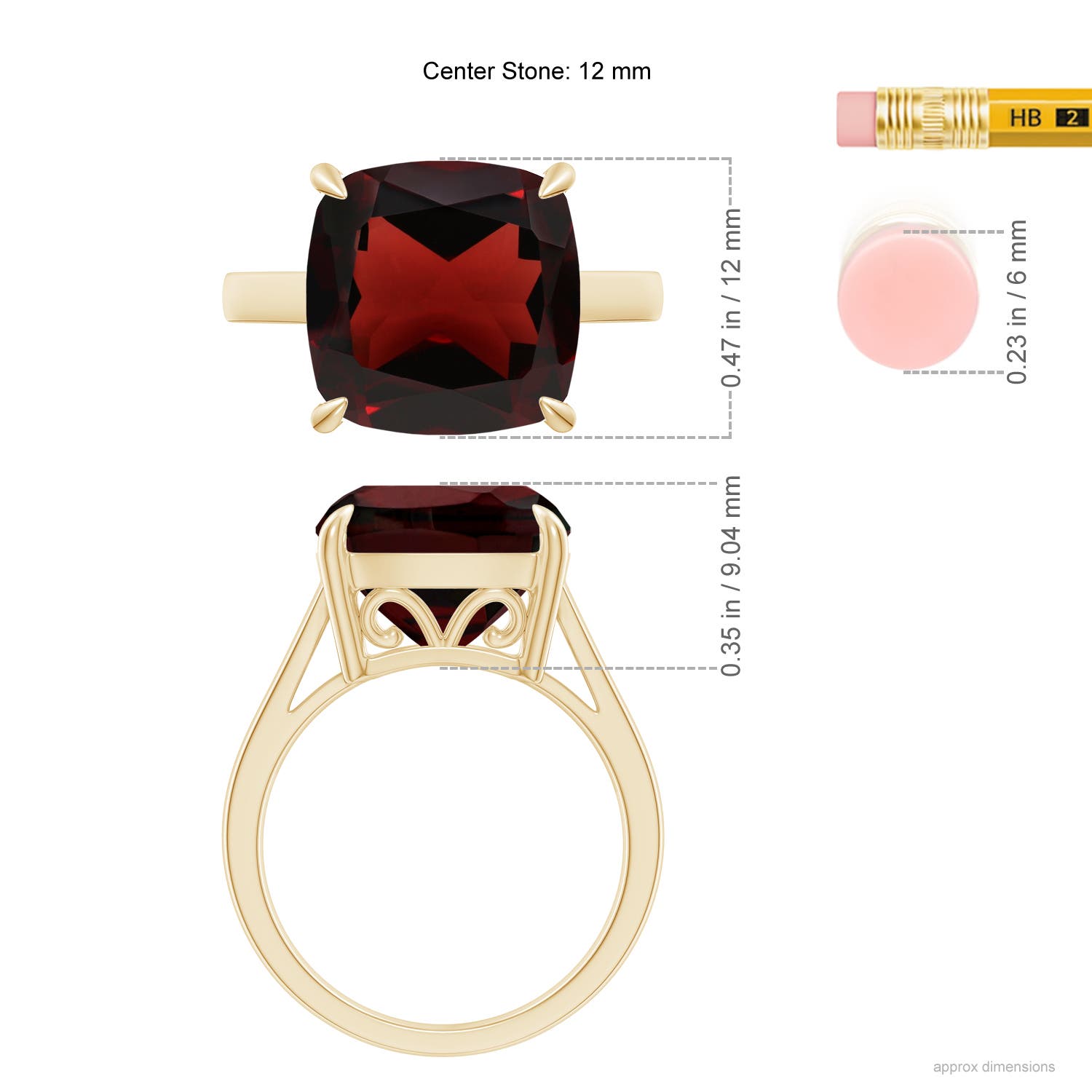 AA - Garnet / 8 CT / 14 KT Yellow Gold