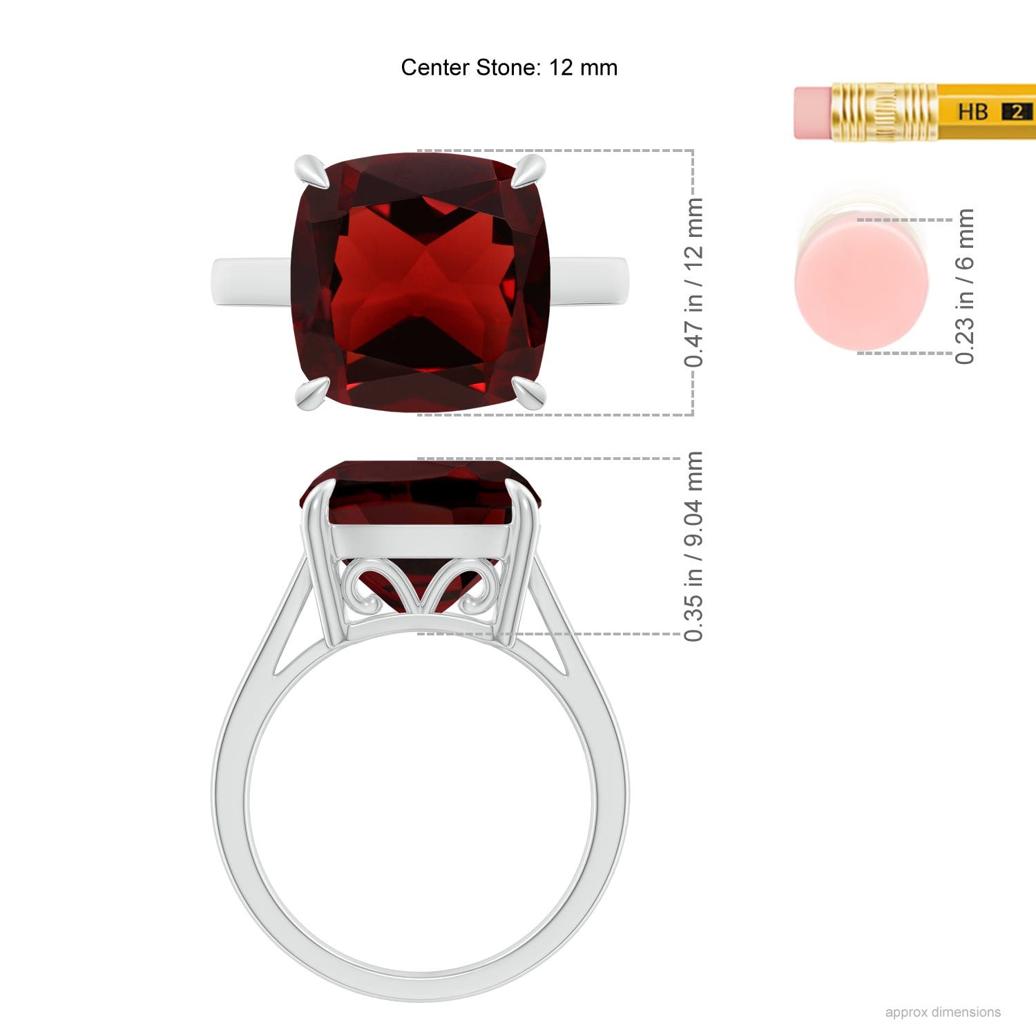 AAA - Garnet / 8 CT / 14 KT White Gold