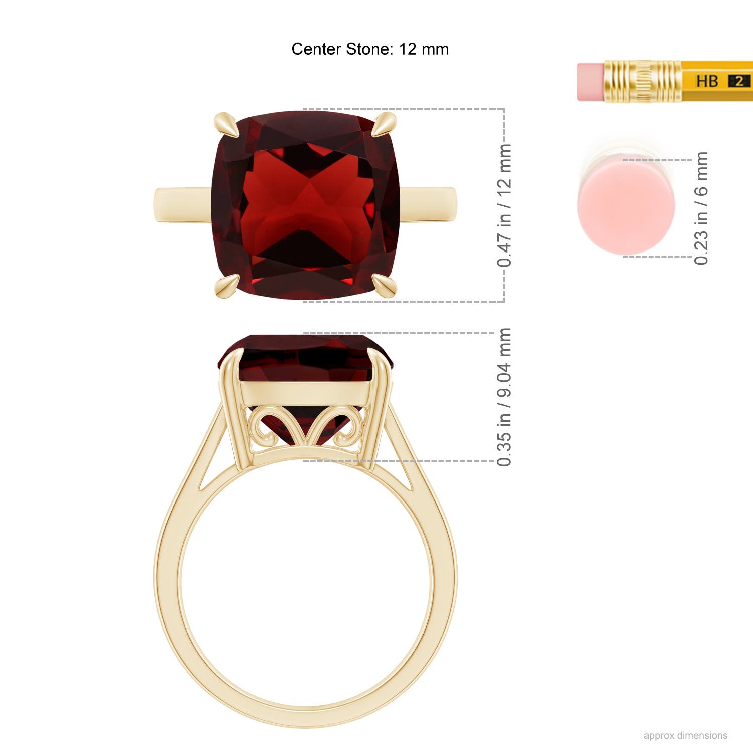 AAA - Garnet / 8 CT / 14 KT Yellow Gold