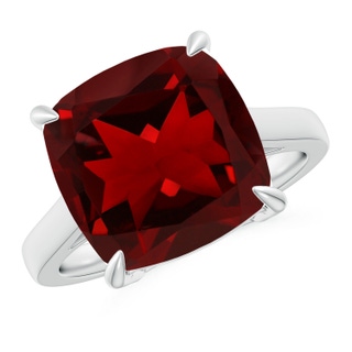 12mm AAAA Classic Solitaire Cushion Garnet Cocktail Ring in P950 Platinum