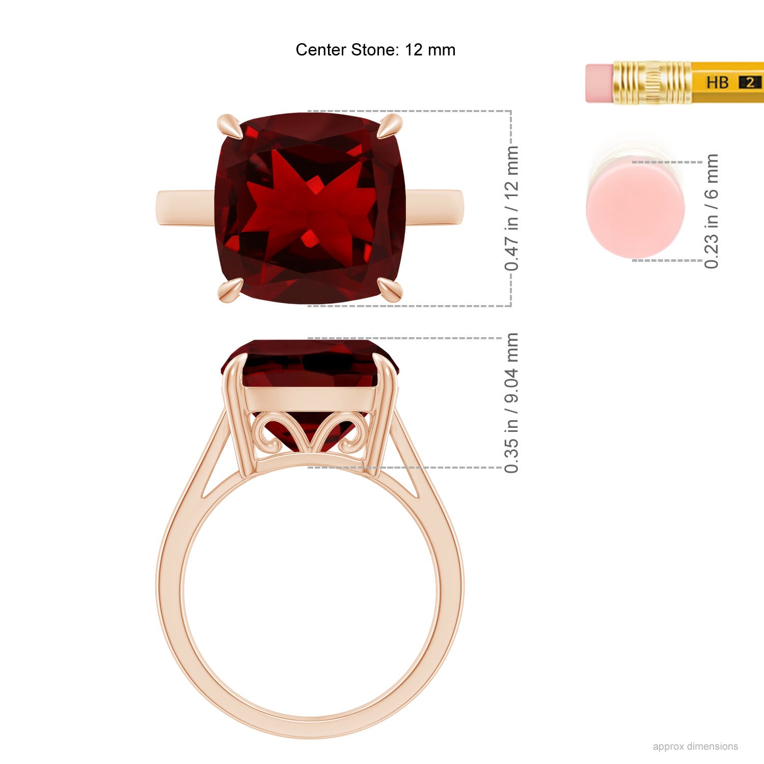 AAAA - Garnet / 8 CT / 14 KT Rose Gold