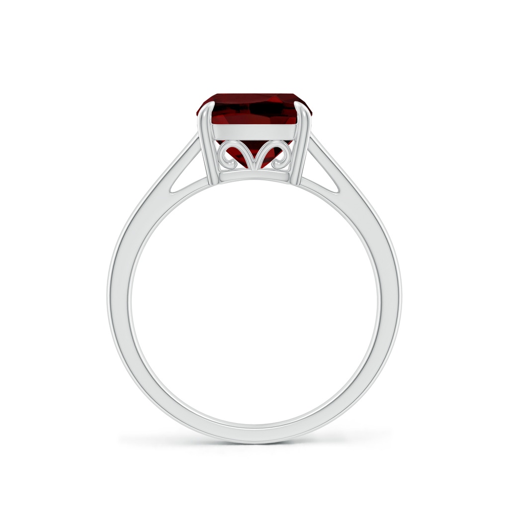 8mm AAAA Classic Solitaire Cushion Garnet Cocktail Ring in 10K White Gold Side-1