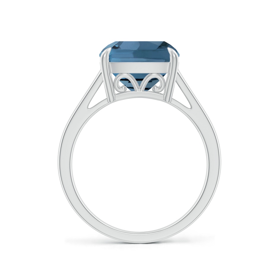 10mm A Classic Solitaire Cushion London Blue Topaz Cocktail Ring in White Gold side-1