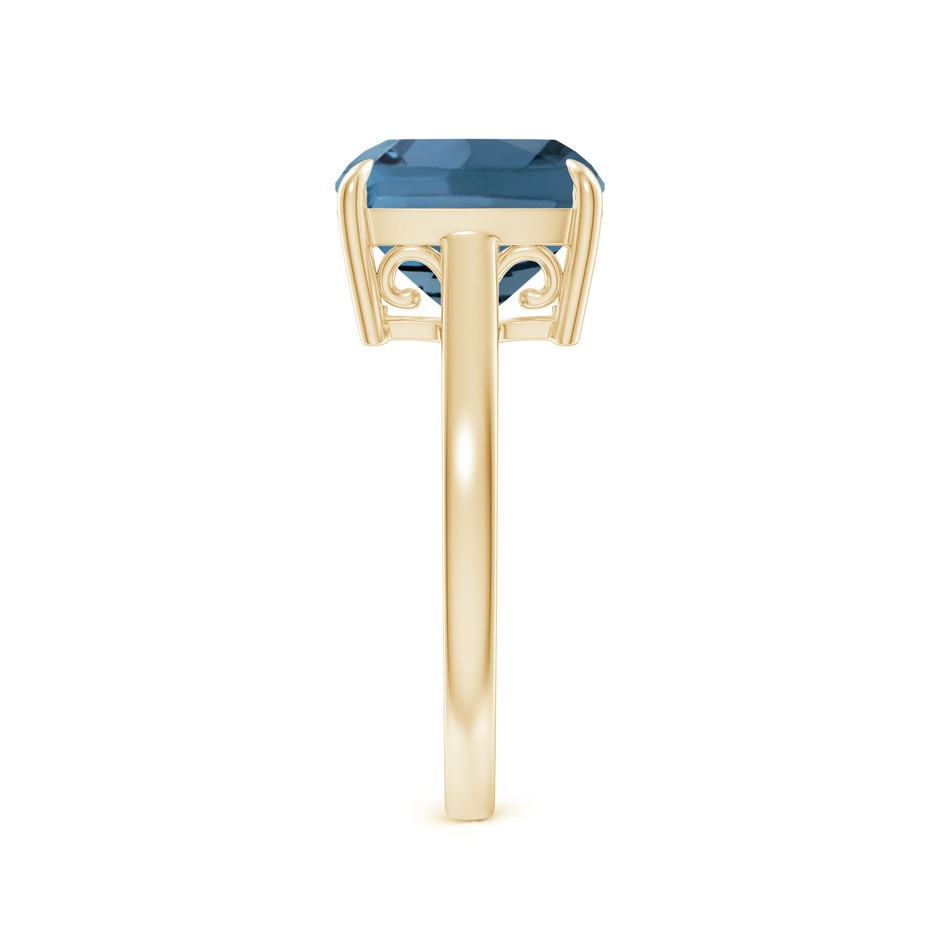 10mm A Classic Solitaire Cushion London Blue Topaz Cocktail Ring in Yellow Gold side-2