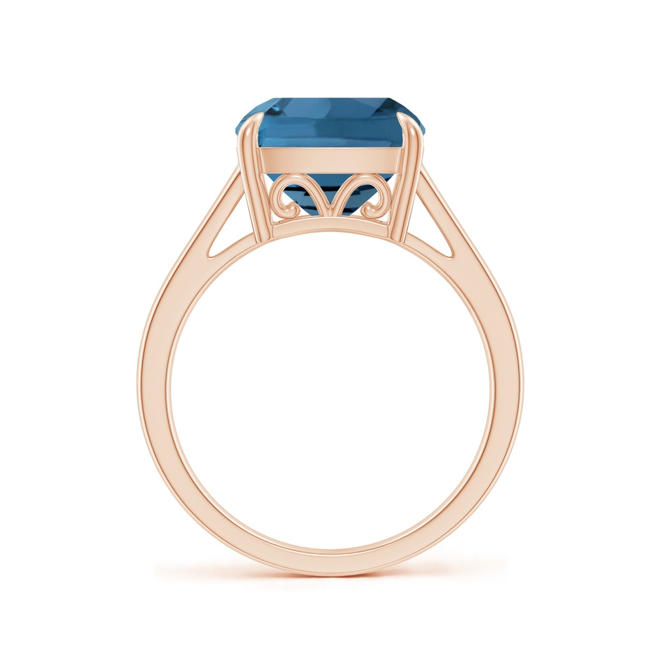 10mm AA Classic Solitaire Cushion London Blue Topaz Cocktail Ring in Rose Gold side-1