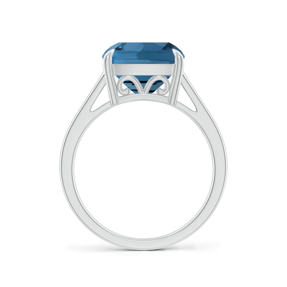 10mm AA Classic Solitaire Cushion London Blue Topaz Cocktail Ring in White Gold side-1