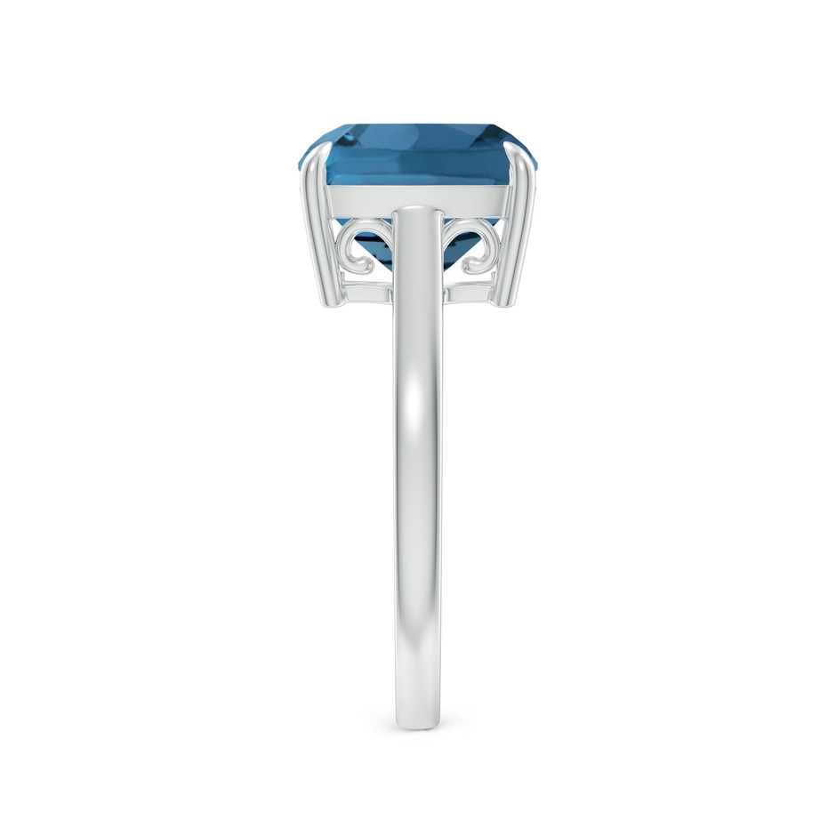 10mm AA Classic Solitaire Cushion London Blue Topaz Cocktail Ring in White Gold side-2
