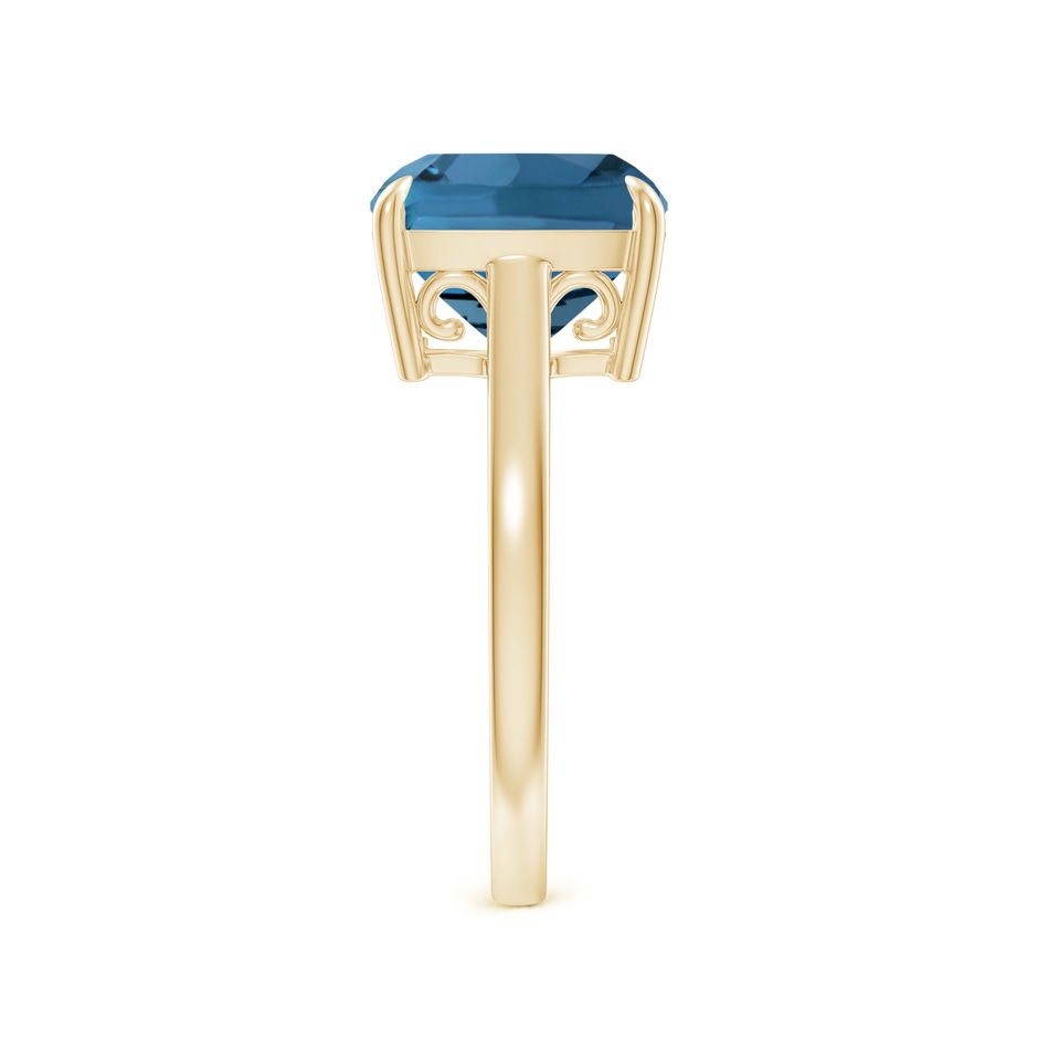 10mm AA Classic Solitaire Cushion London Blue Topaz Cocktail Ring in Yellow Gold side-2