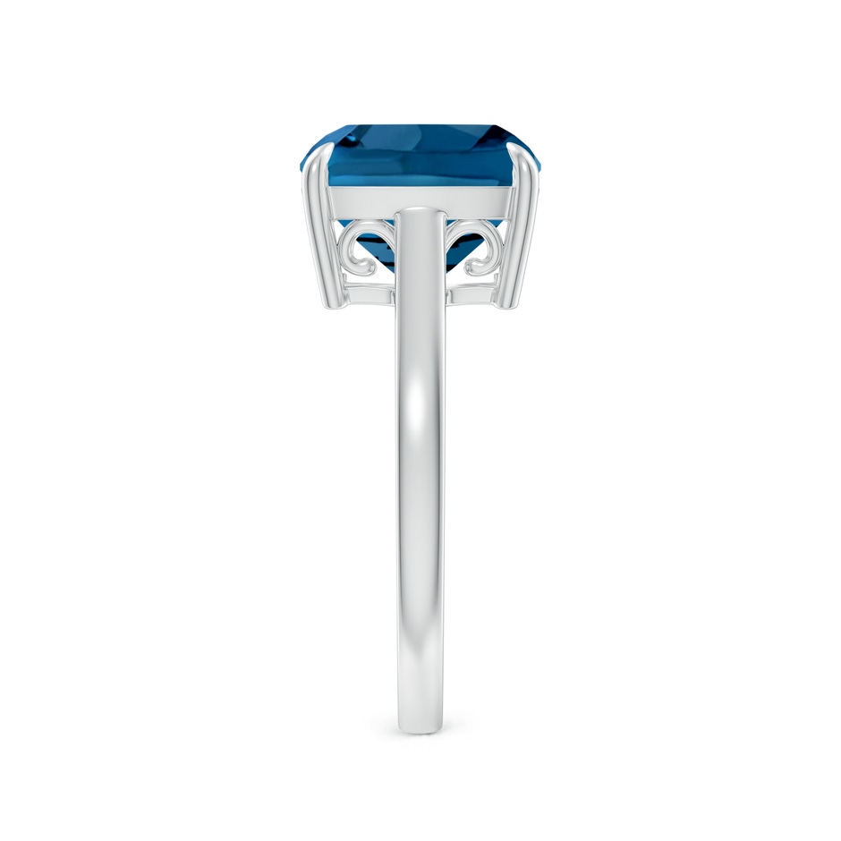 10mm AAA Classic Solitaire Cushion London Blue Topaz Cocktail Ring in White Gold side-2