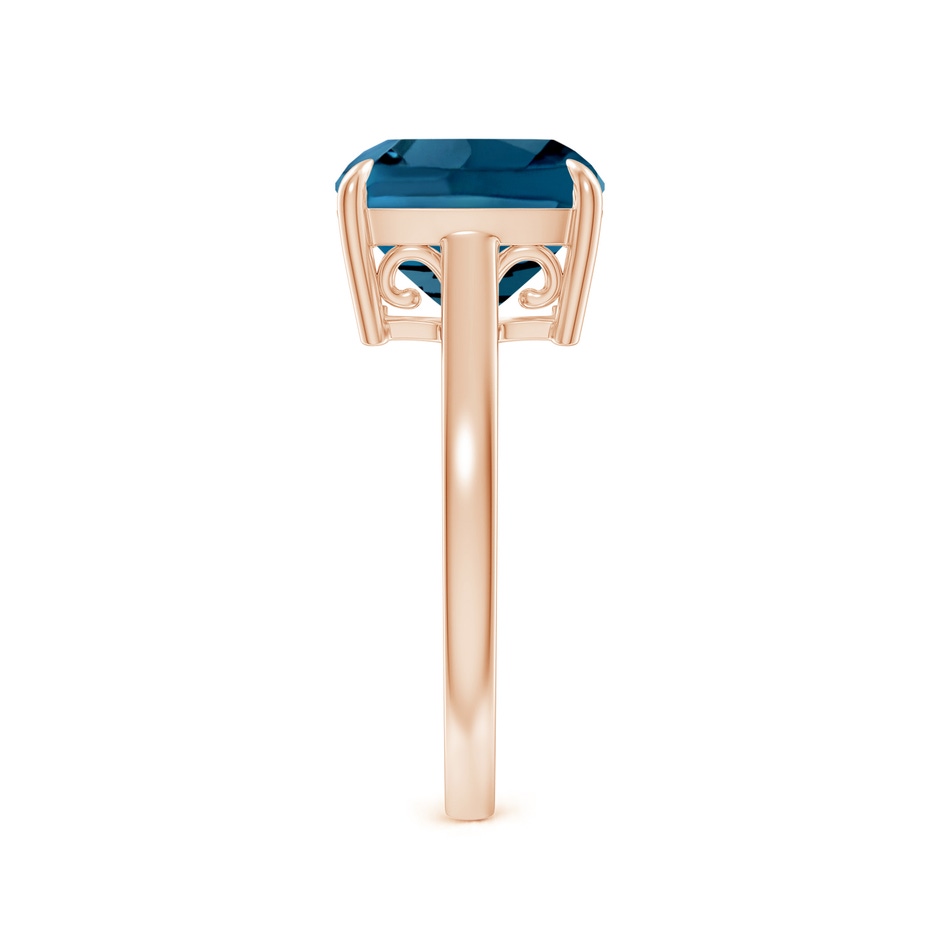 10mm AAAA Classic Solitaire Cushion London Blue Topaz Cocktail Ring in Rose Gold side-2