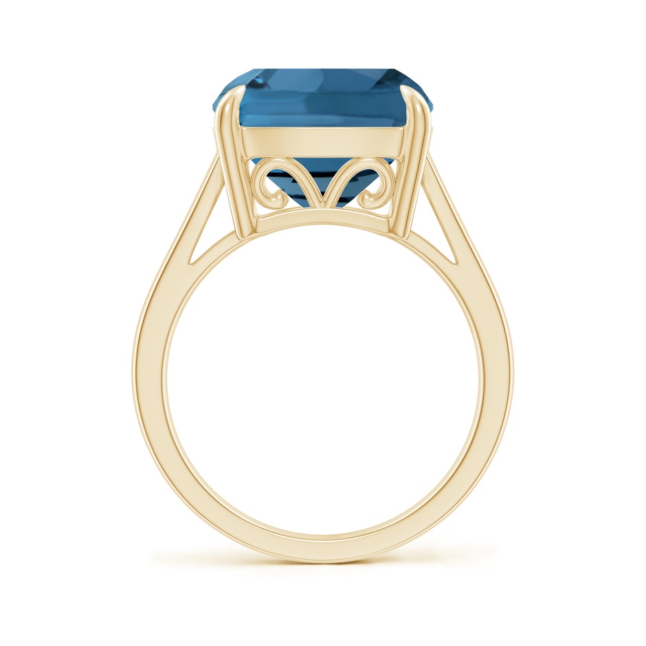 12mm AA Classic Solitaire Cushion London Blue Topaz Cocktail Ring in Yellow Gold side-1