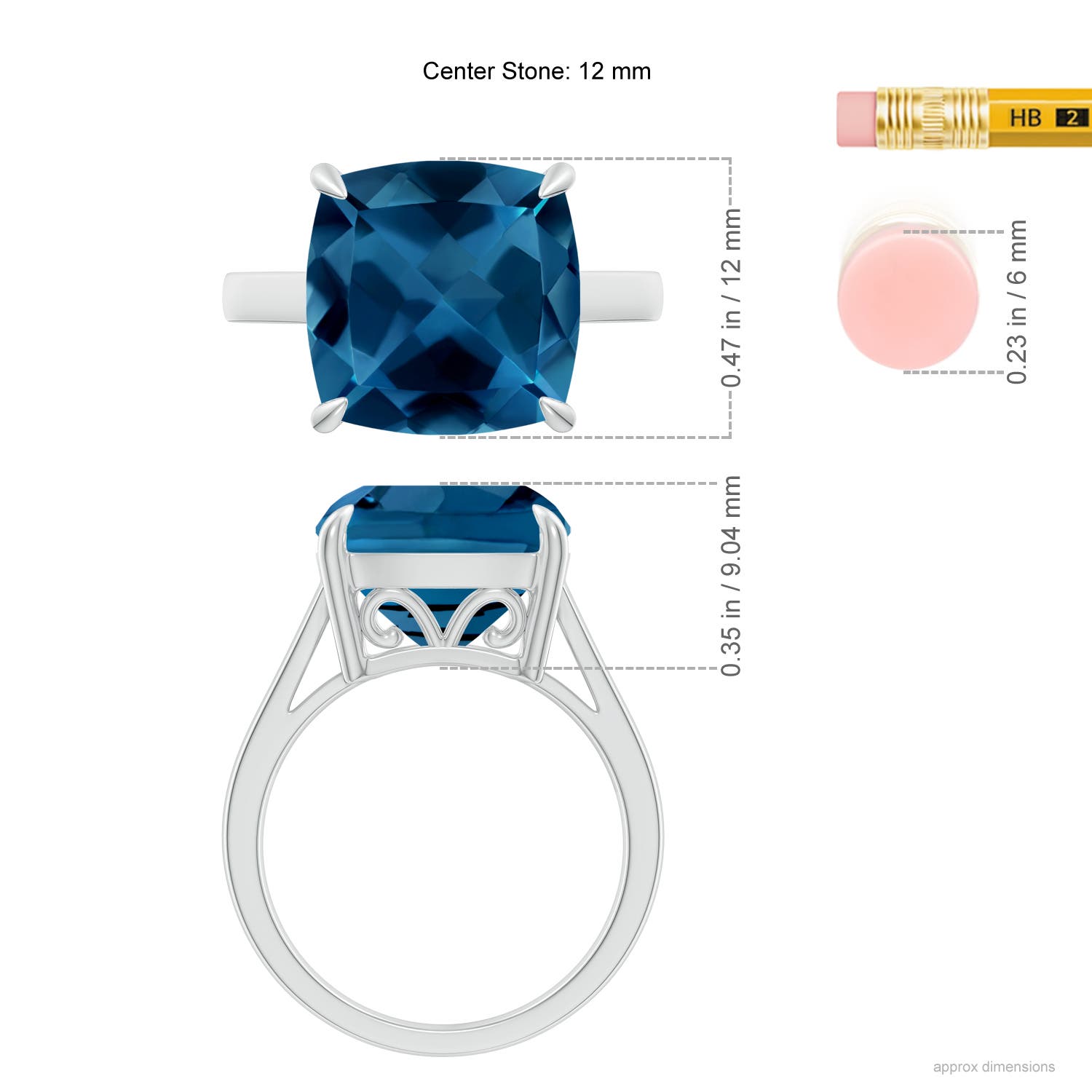 AAA - London Blue Topaz / 8 CT / 14 KT White Gold