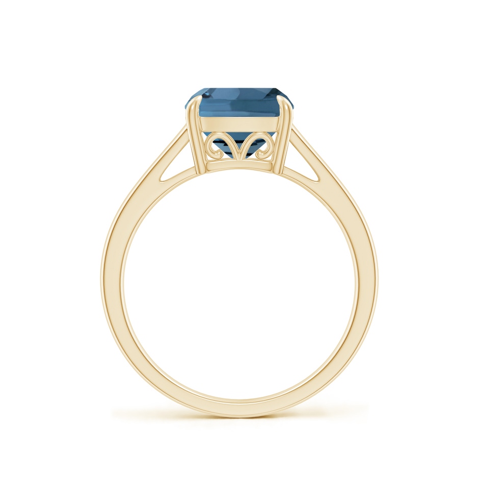 8mm A Classic Solitaire Cushion London Blue Topaz Cocktail Ring in Yellow Gold side-1