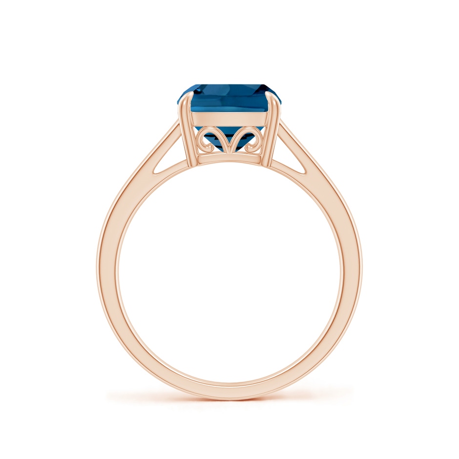 8mm AAA Classic Solitaire Cushion London Blue Topaz Cocktail Ring in Rose Gold side-1