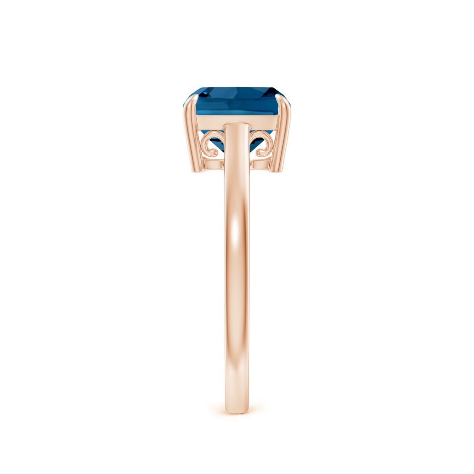 8mm AAA Classic Solitaire Cushion London Blue Topaz Cocktail Ring in Rose Gold side-2