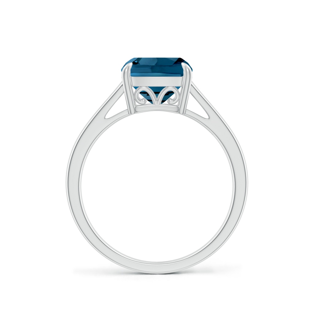8mm AAAA Classic Solitaire Cushion London Blue Topaz Cocktail Ring in White Gold Side-1
