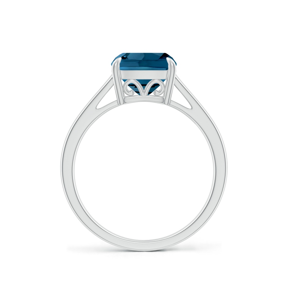 8mm AAAA Classic Solitaire Cushion London Blue Topaz Cocktail Ring in White Gold side-1